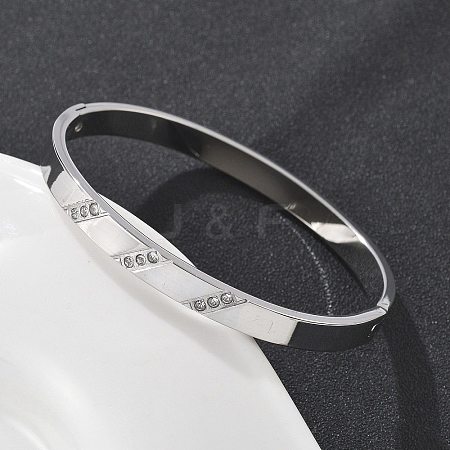 304 Stainless Steel Rhinestone Bangles for Women BJEW-Z092-16P-1