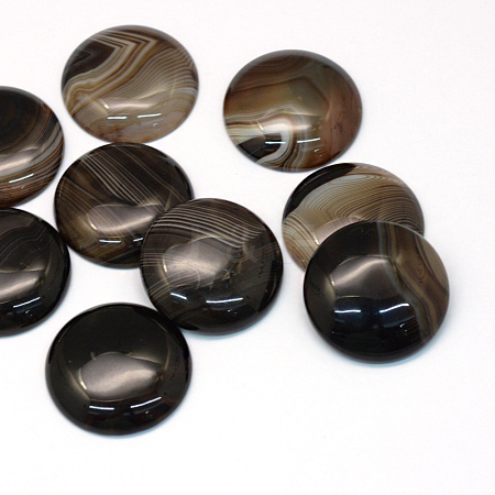 Dyed Natural Striped Agate/Banded Agate Cabochons G-R348-30mm-01-1