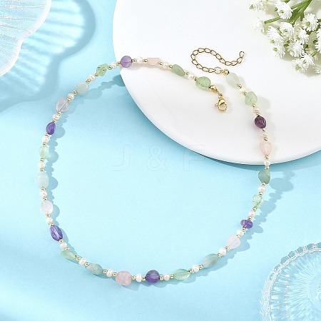 Women's Natural Mixed Stone Necklaces NJEW-JN06492-1