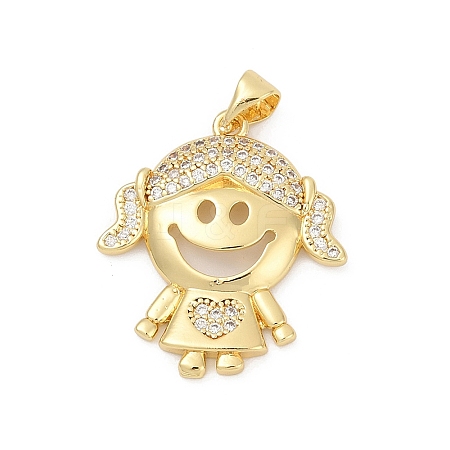 Brass Micro Pave Cubic Zirconia Pendants KK-D317-103G-1