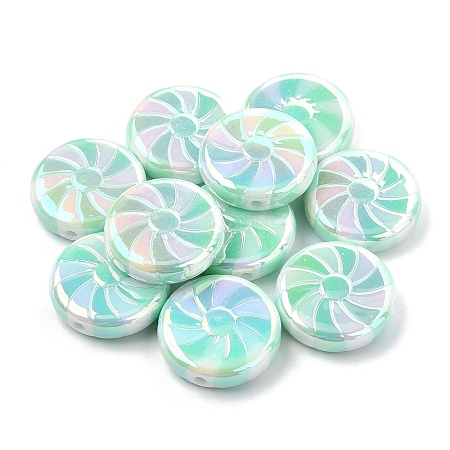 10Pcs UV Plating Opaque Acrylic Beads OACR-YW0002-21C-1