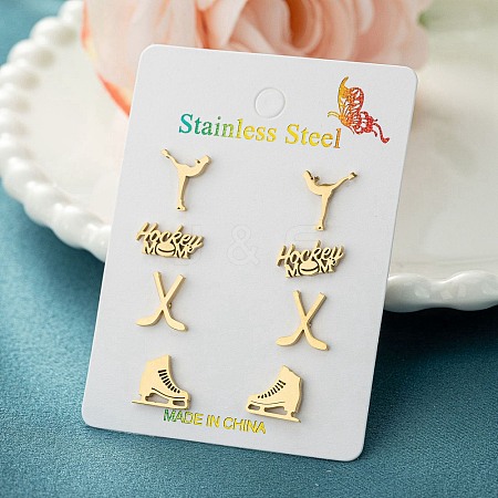 304 Stainless Steel Earring Sets EJEW-S248-04G-1