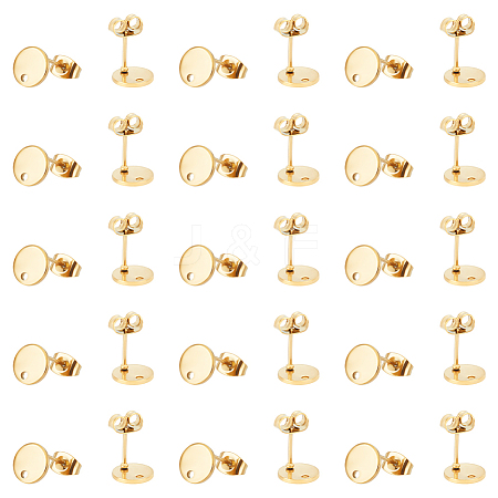 PVD Vacuum Plating 304 Stainless Steel Stud Earring Findings STAS-UN0016-05A-G-1