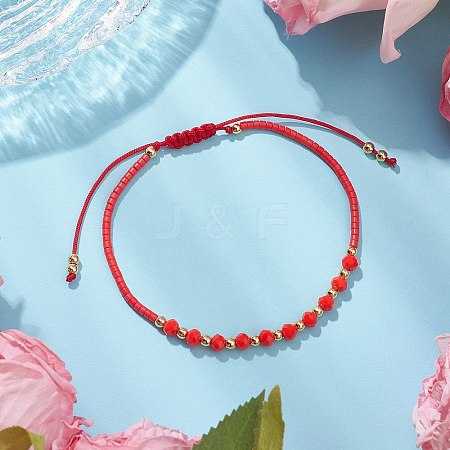 Glass Braided Bead Bracelets BJEW-JB11419-05-1