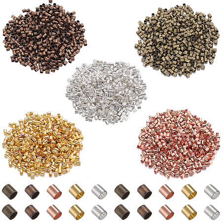 3000Pcs 5 Colors Brass Crimp Beads KK-SP0001-86-1