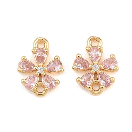 Brass Pave Pink Cubic Zirconia Connector Charms CU-CBAA6E8-01G-1