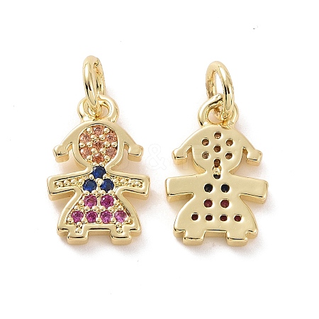 Brass Micro Pave Colorful Cubic Zirconia Charms KK-E068-VF144-1