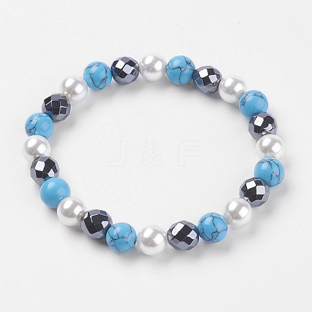 Synthetic Hematite Beads Stretch Bracelets BJEW-I241-26C-1