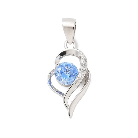 Pure Silver Cubic Zirconia Pendants STER-S008-03B-P-1