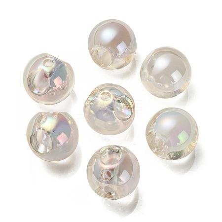Transparent UV Plating Rainbow Iridescent Acrylic Beads OACR-P015-03L-1