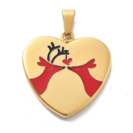 Christmas Ion Plating(IP) 304 Stainless Steel Enamel Pendants STAS-Z098-36G-1