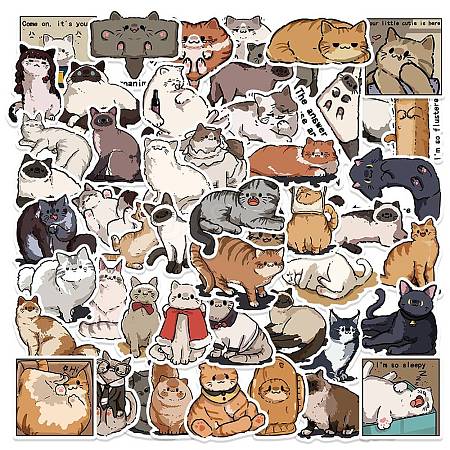 50Pcs Cartoon Cat Paper Self-Adhesive Picture Stickers AJEW-S086-13-1