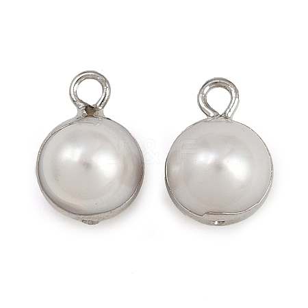 Natural Pearl Round Charms KK-D423-08P-1