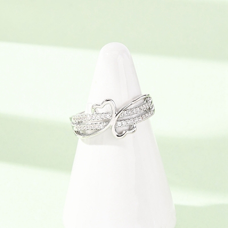 Brass Micro Pave Clear Cubic Zirconia Finger Rings for Women RJEW-C168-03P-1
