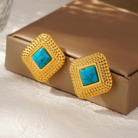 Elegant Stainless Steel Square Stud Earrings for Daily Wear By Ladies FK0583-1