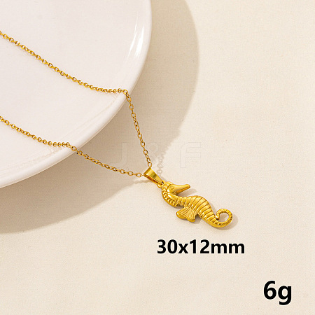 Stylish Ocean Stainless Steel Sea Horse Pendant Necklace for Women ZE1503-8-1