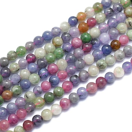 Natural Tanzanite Stone & Tourmaline Beads Strands G-K310-C09-4mm-1