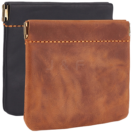 2Pcs 2 Colors Vintage Leather Shrapnel Coin Pouches AJEW-CL0005-02-1
