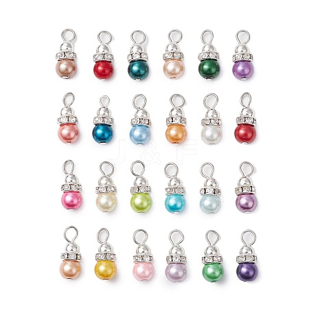 24Pcs Glass Pendants PALLOY-JF03117-1