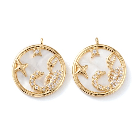Real 18K Gold Plated Brass Micro Pave Clear Cubic Zirconia Pendants ZIRC-J039-14G-D-1