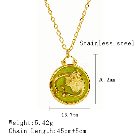 304 Stainless Steel Enamel Constellation Pendant Necklaces LS-DJ0261-8-1-1