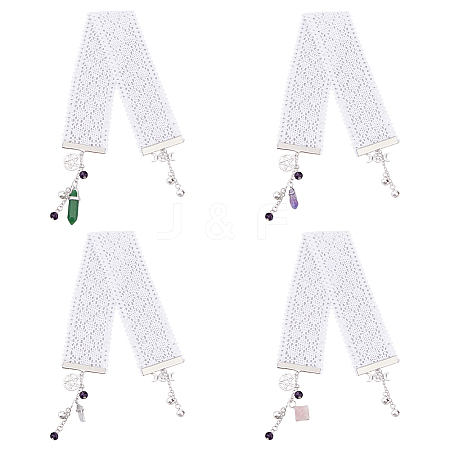 4Pcs 4 Styles Flat Cotton Lace Bookmarks AJEW-FI00001-1