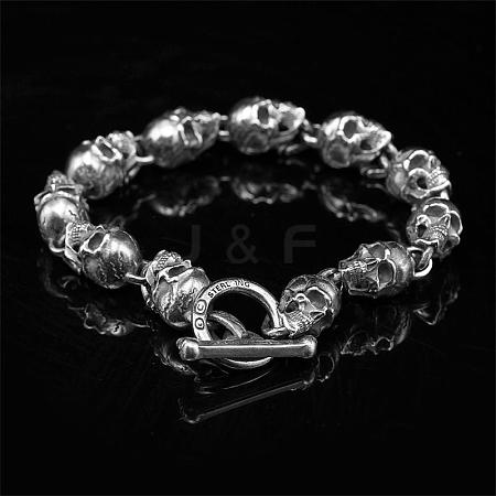 Brass Skull & Word Link Chain Bracelet for Men WG61057-01-1