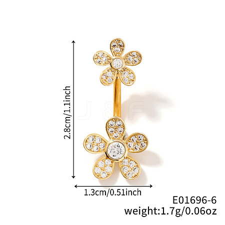 Shiny Sunflower Brass Full Crystal Rhinestone Belly Button Rings AG8892-6-1