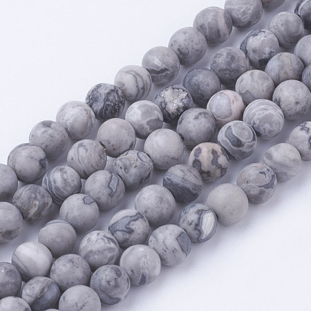 Natural Map Stone/Picasso Stone/Picasso Jasper Bead Strands G-G735-27F-4mm-1