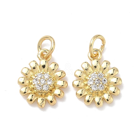 Brass Micro Pave Clear Cubic Zirconia Pendants KK-P349-10G-1