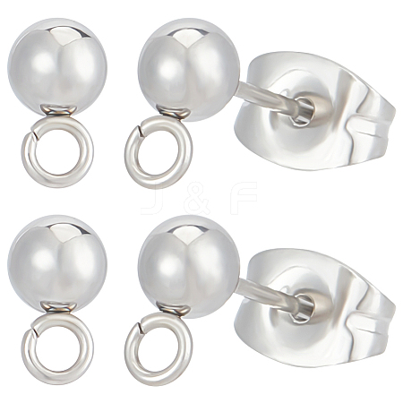 Beebeecraft 304 Stainless Steel Ball Post Stud Earring Findings STAS-BBC0004-75A-1