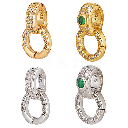 4Pcs 4 Styles Brass with Cubic Zirconia Pendant Bails KK-AR0001-84-1