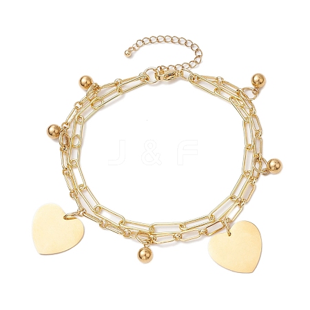 Brass Paperclip and Figaro Chains Anklets AJEW-AN00597-1