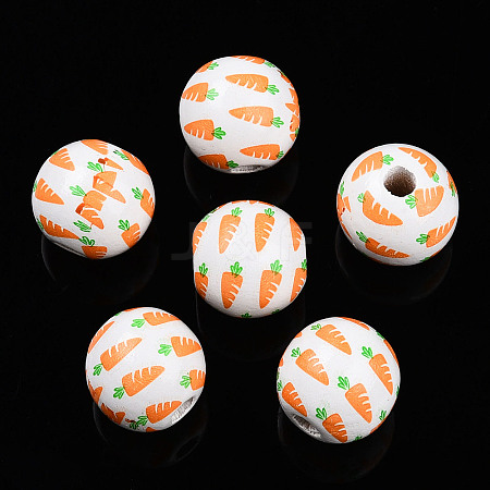 Easter Theme Printed Wood Beads WOOD-T032-22B-1