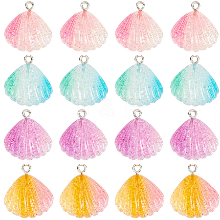 32Pcs 4 Colors Gradient Color Transparent Resin Pendants RESI-SC0003-31-1