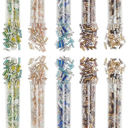 1500Pcs 5 Colors Glass Twist Bugle Beads GLAA-PH0003-73-1