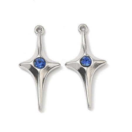 304 Stainless Steel Rhinestone Pendants X-STAS-L308-04B-P-1