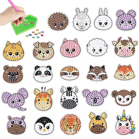 2 Sheets Animal DIY Diamond Painting Sticker Kits DIAM-PW0010-03A-1