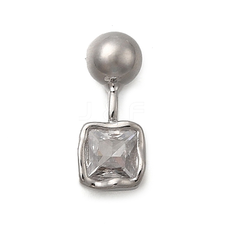 Brass Micro Pave Cubic Zirconia Square Charms KK-D500-01A-P-1