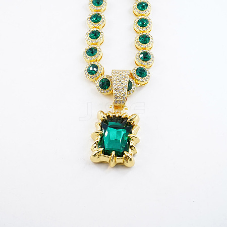 Alloy Rhinestone Rectangle Pendant Tennis Necklaces FS-WGF7BCB-02-1