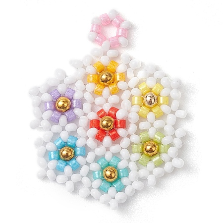 Beaded Flower Charms PALLOY-MZ00447-1