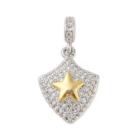 Rack Plating Brass Micro Pave Clear Cubic Zirconia Pendants X-KK-S380-37A-P-1