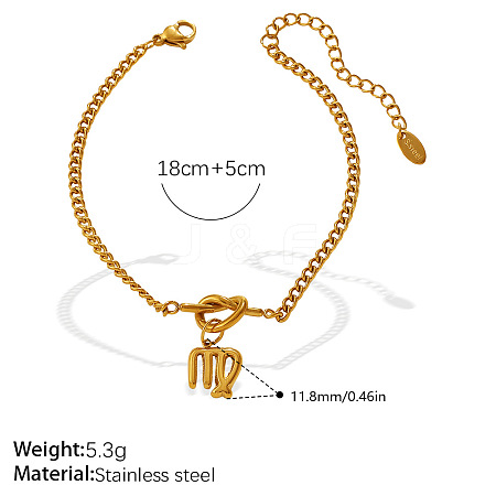 304 Stainless Steel Twelve Constellation Knot Charm Bracelets for Unisex WG096DB-08-1
