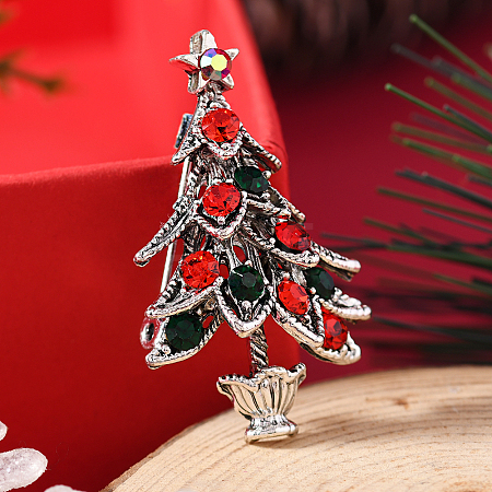 Christmas Theme Zinc Alloy Rhinestone Brooches for Backpack Clothes LK8386-8-1