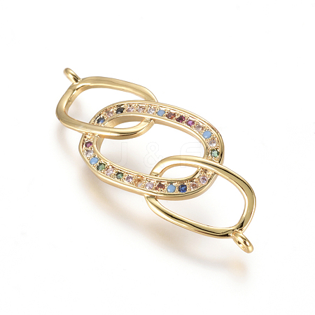 Brass Micro Pave Cubic Zirconia Links Connectors ZIRC-L085-10G-1