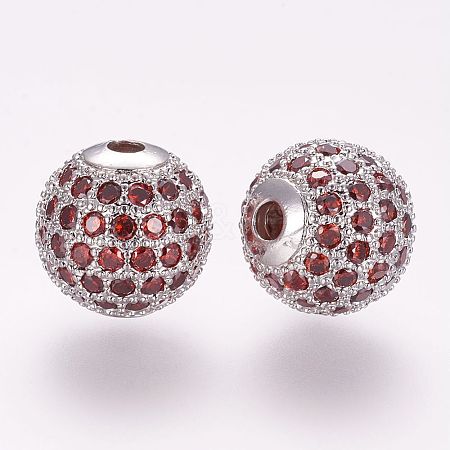 Brass Micro Pave Cubic Zirconia Beads ZIRC-G092-23P-03-1