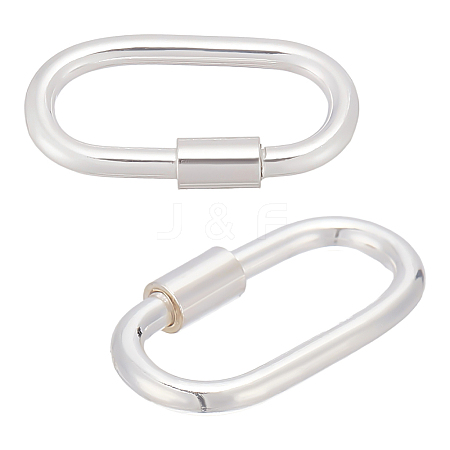 2Pcs 925 Sterling Silver Locking Carabiner Clasps STER-ME0001-36-1