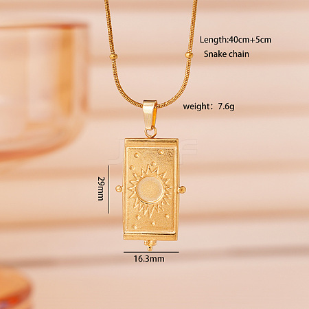 304 Stainless Steel Sun Pendant Necklaces for Women WGCF58B-05-1