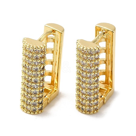 Rectangle Shape Rack Plating Brass Micro Pave Cubic Zirconia Hoop Earrings KK-E084-40G-1