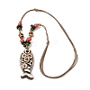 Ceramic Fish Pendant Adjustable Waxed Cord Necklaces for Women LS-NJEW-B146-04-2